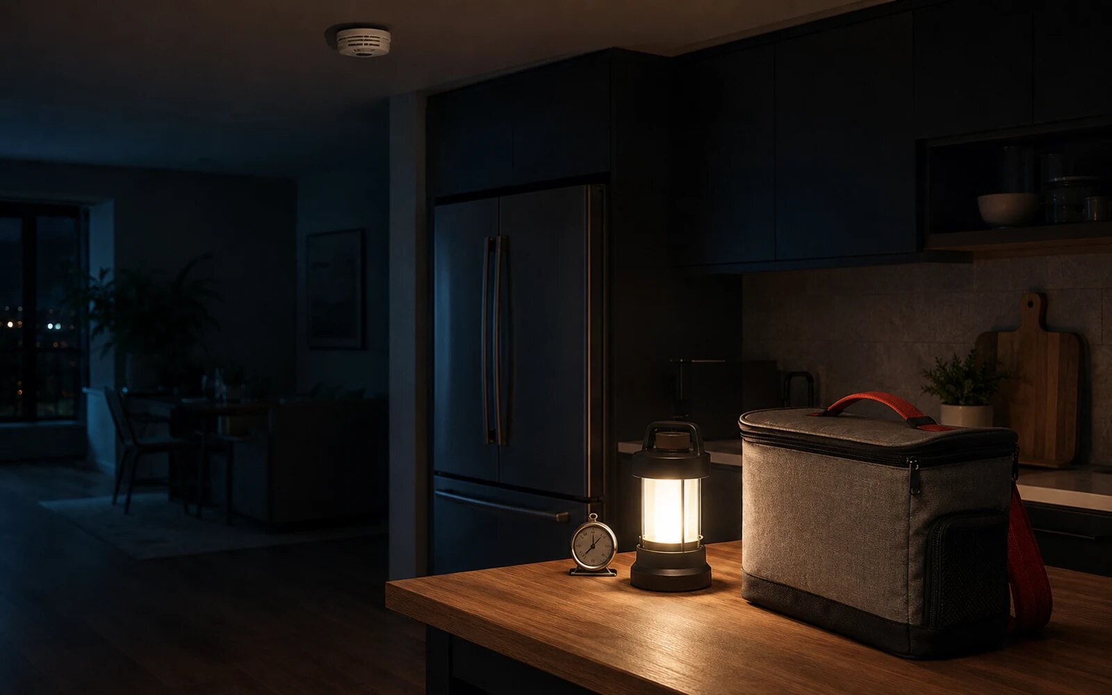 Elektrik kesintisinde kapalı buzdolabı, termometre, soğutucu çanta ve acil aydınlatma